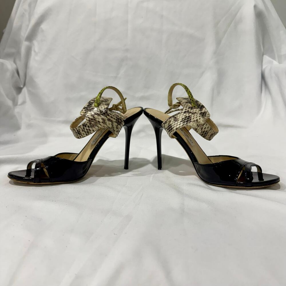 Jimmy Choo Python Snakeskin Patent Leather Ankle Strap Heels EU 39 - Picture 6 of 10